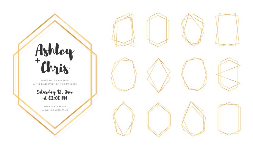 Geometric frames set polygon shapes and borders Vector Image