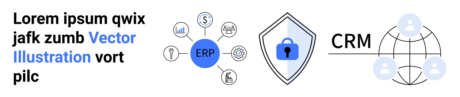 Erp crm and data security linked through global vector image