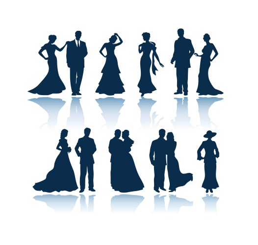 Wedding dresses silhouettes Royalty Free Vector Image