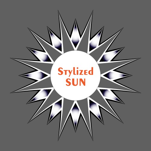 Stylized black-white sun on grey background vector image