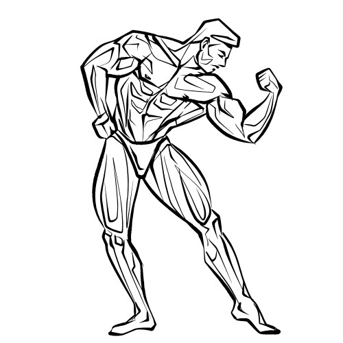 posing bodybuilder isolated silhouette vector