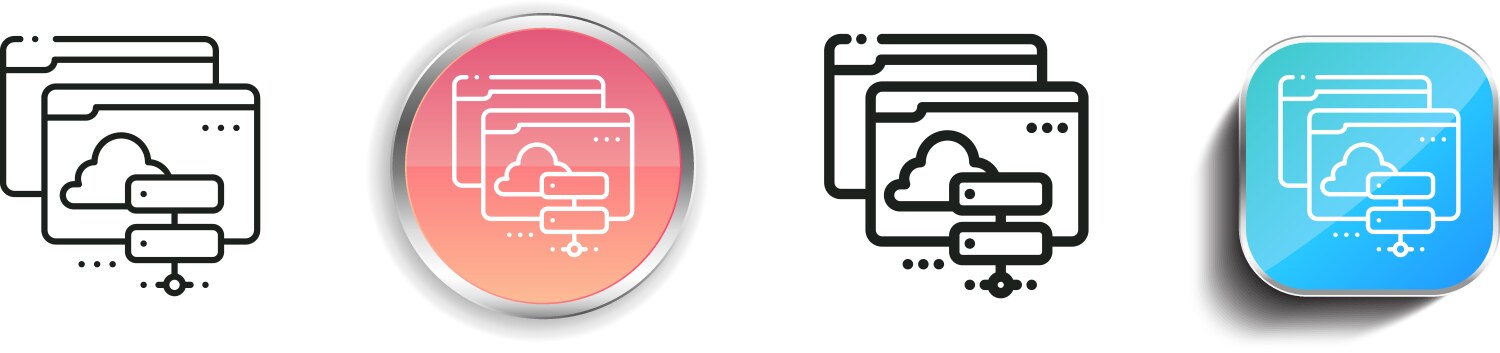 Cloud server icon thin linear regular and button vector image