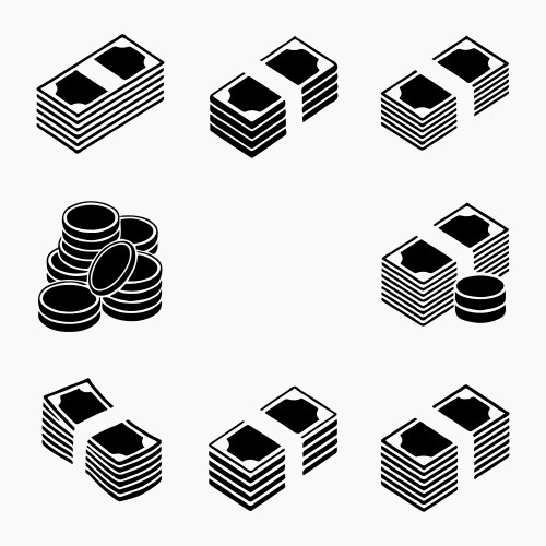 Money Stacks - Diverse Arrangements Vector Image