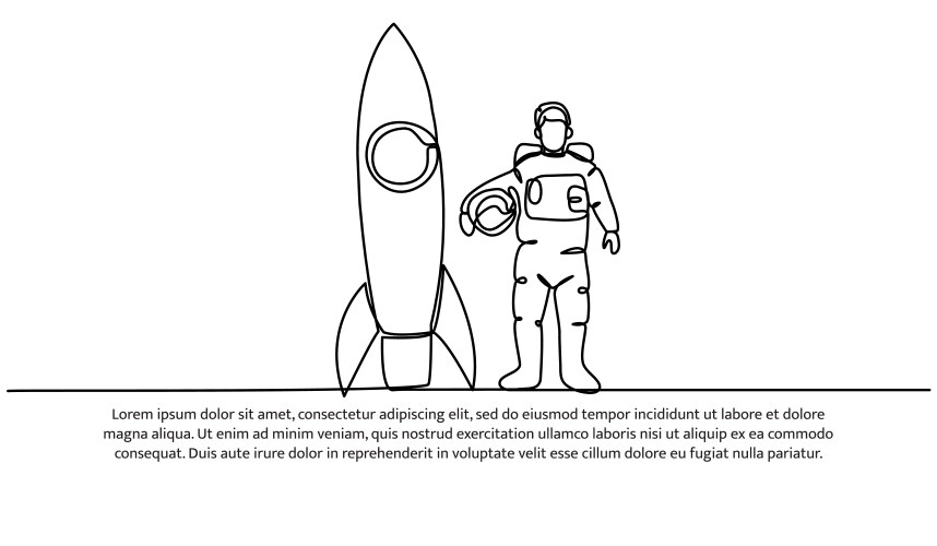 Continuous line design of the rocket flew Vector Image