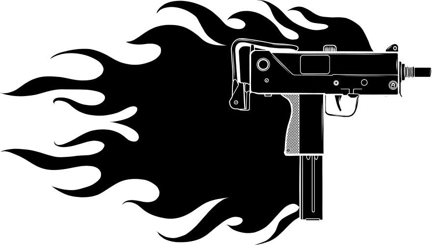 black silhouette a uzi vector