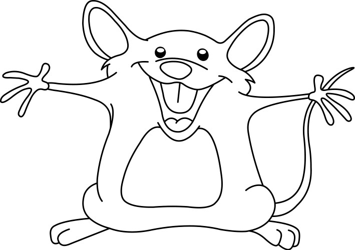 outlined happy mouse vector image