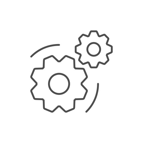 Two cogwheels line outline icon vector image