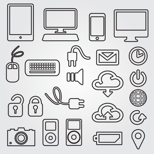 Mobile phone interface icons Royalty Free Vector Image