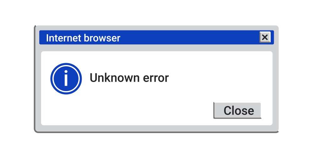 Old unknown error window system crash message vector image
