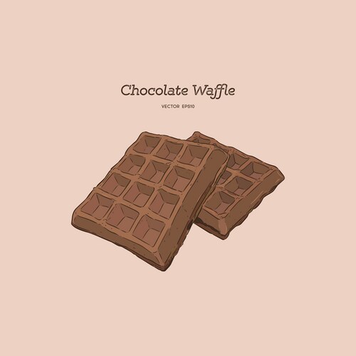 Chocolate waffles hand draw sketch Vector Image