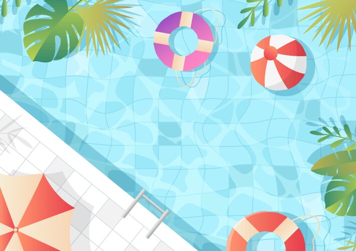Swimming pool with woman top view Royalty Free Vector Image