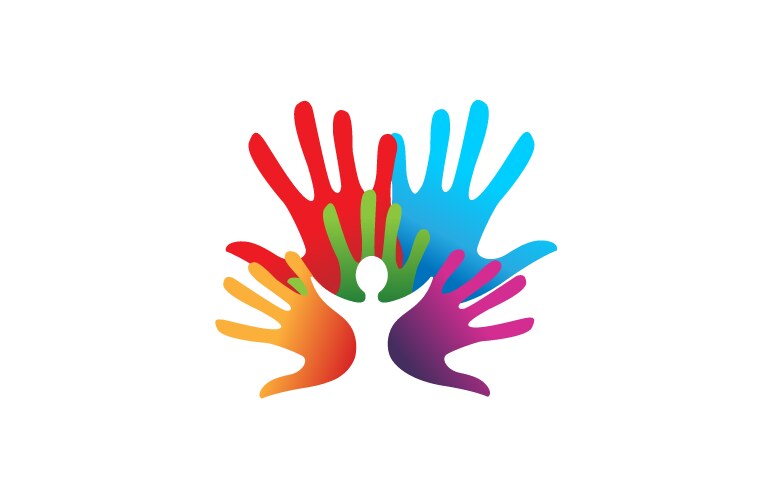 Colorful Hands Logo - Children & Support Vector Image