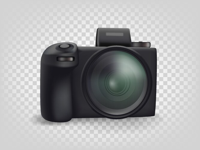 Black modern mirrorless digital camera isolated vector image