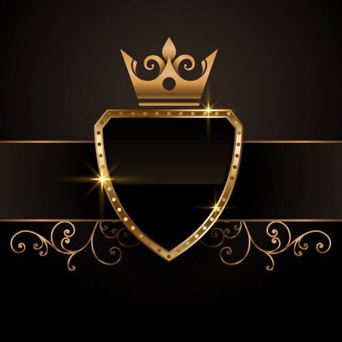 Royal Golden Shield - Crown Emblem Vector Image