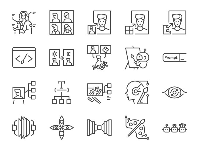 Ai image generator icon set vector image