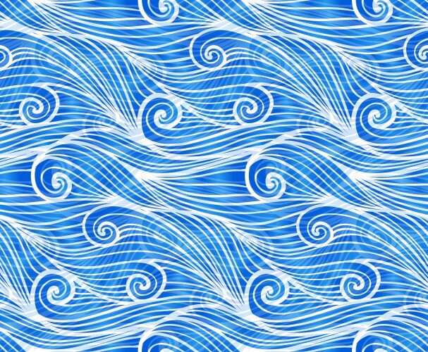 Water seamless waves pattern in ocean colors Vector Image
