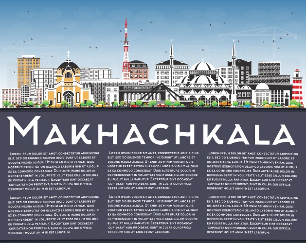 Makhachkala russia city skyline with color Vector Image