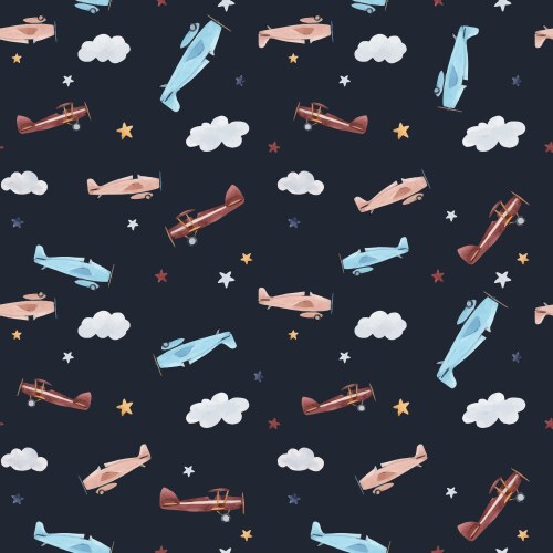 Watercolor aircraft baby pattern vector image