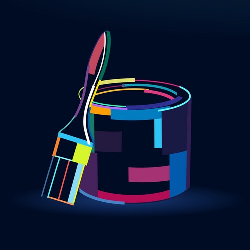 Abstract paint bucket for renovation with brush Vector Image