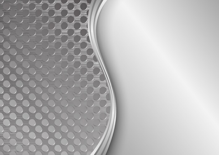 Metal perforated background with blue chrome wave Vector Image