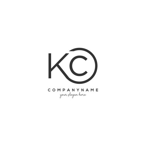 initial kc letter logo with circle template vector image