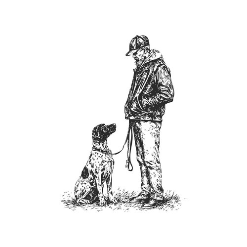 Man and Dog – Outdoor Connection Vector Image