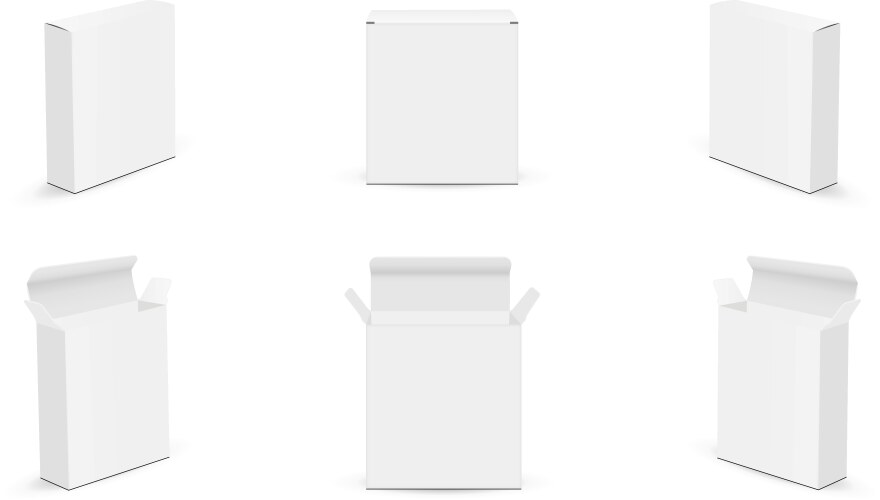 Rectangular boxes mockups opened closed vector image