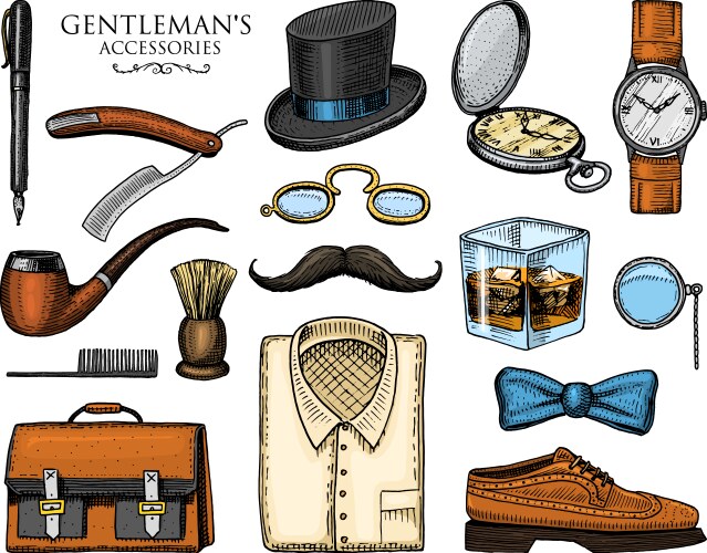 Gentleman accessories hipster or businessman vector image