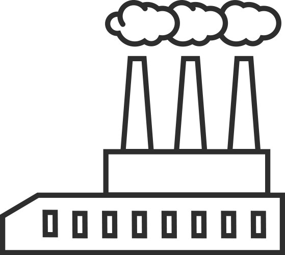 Factory line icon industrial production building vector image