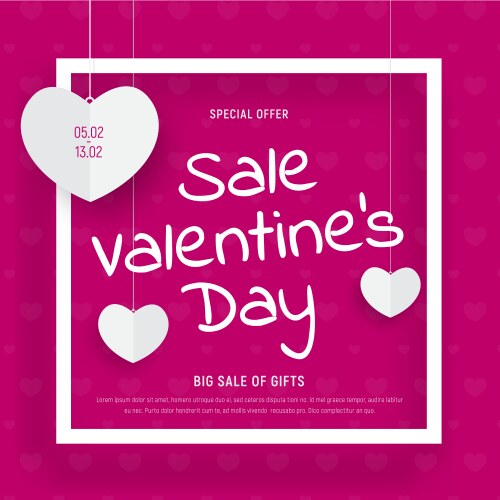 pink web banner template for valentines day sale vector image