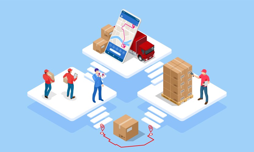 Global logistics network isometric Royalty Free Vector Image