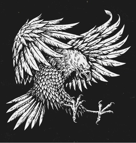 Swooping Eagle Linework Tattoo Vector Image
