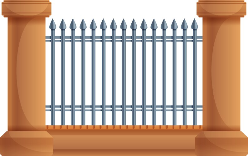 fence metal gate icon cartoon style vector image