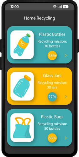 Home recycling app smartphone interface template Vector Image