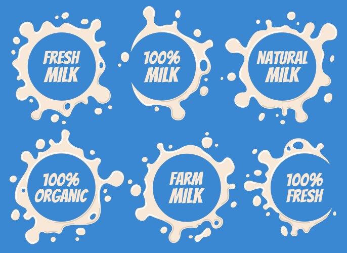 milk logo and labels designs with lettering set vector image