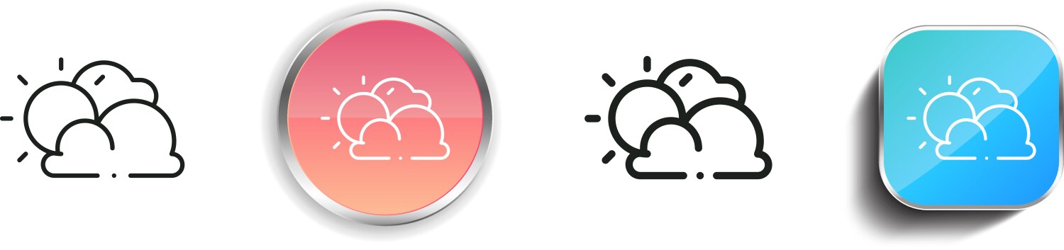 Cloudy icon thin linear regular and button style vector image