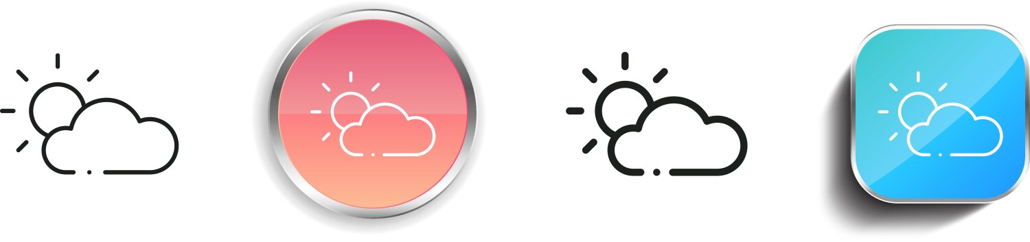 Cloudy icon thin linear regular and button style vector image