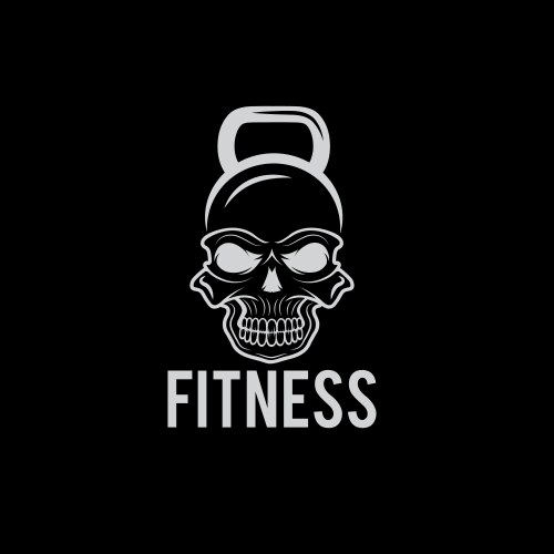 Fitness Kettlebell Skull Emblem Vector Image