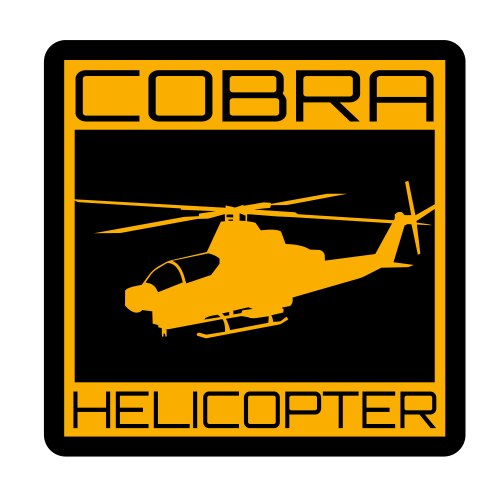 Military cobra helicopter silhouette badge Vector Image