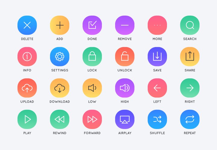 App control system user interface ui icon set vector image