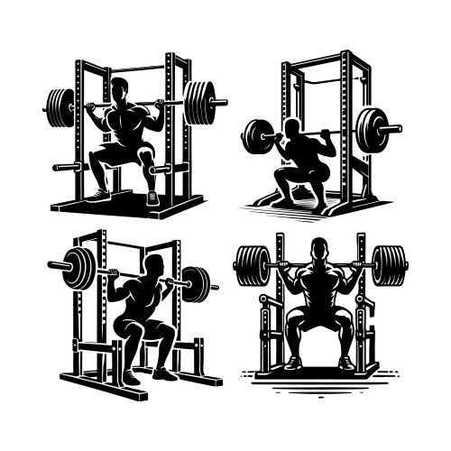 Squat rack machine silhouette pack ideal Vector Image
