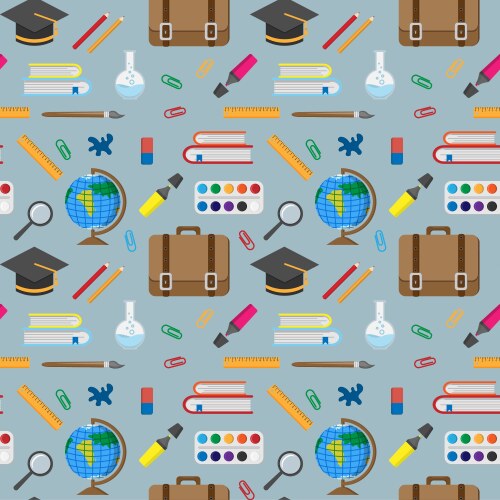 School supplies seamless pattern background Vector Image
