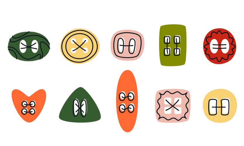 set of different buttons in doodle style vector image