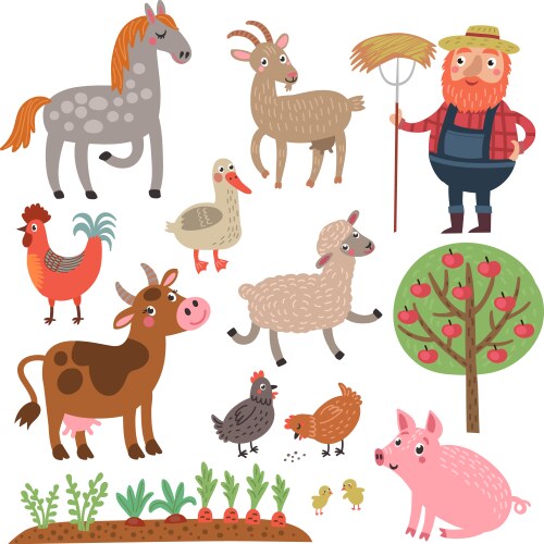 Happy farm animal banner Royalty Free Vector Image
