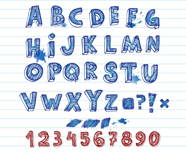 Hand drawn doodle alphabet Royalty Free Vector Image