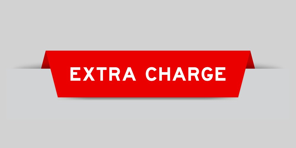 Red color inserted label with word extra charge vector image