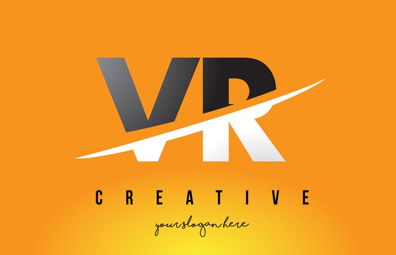 Vr v r letter modern logo design with yellow Vector Image