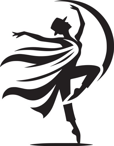 Dancer Silhouette - Black Vector Image