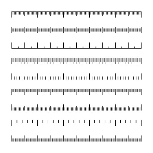 various measurement scales with divisions vector image