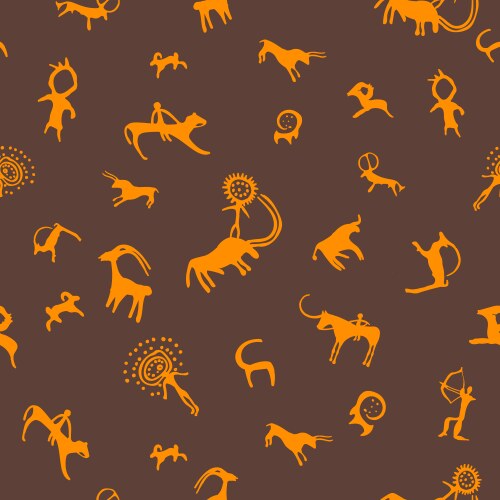 Cave painting seamless pattern Royalty Free Vector Image